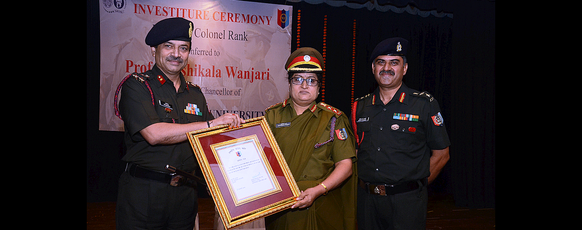 Rank of Colonel to Professor Shashikala Wanjari, Vice Chancellor, SNDT WU